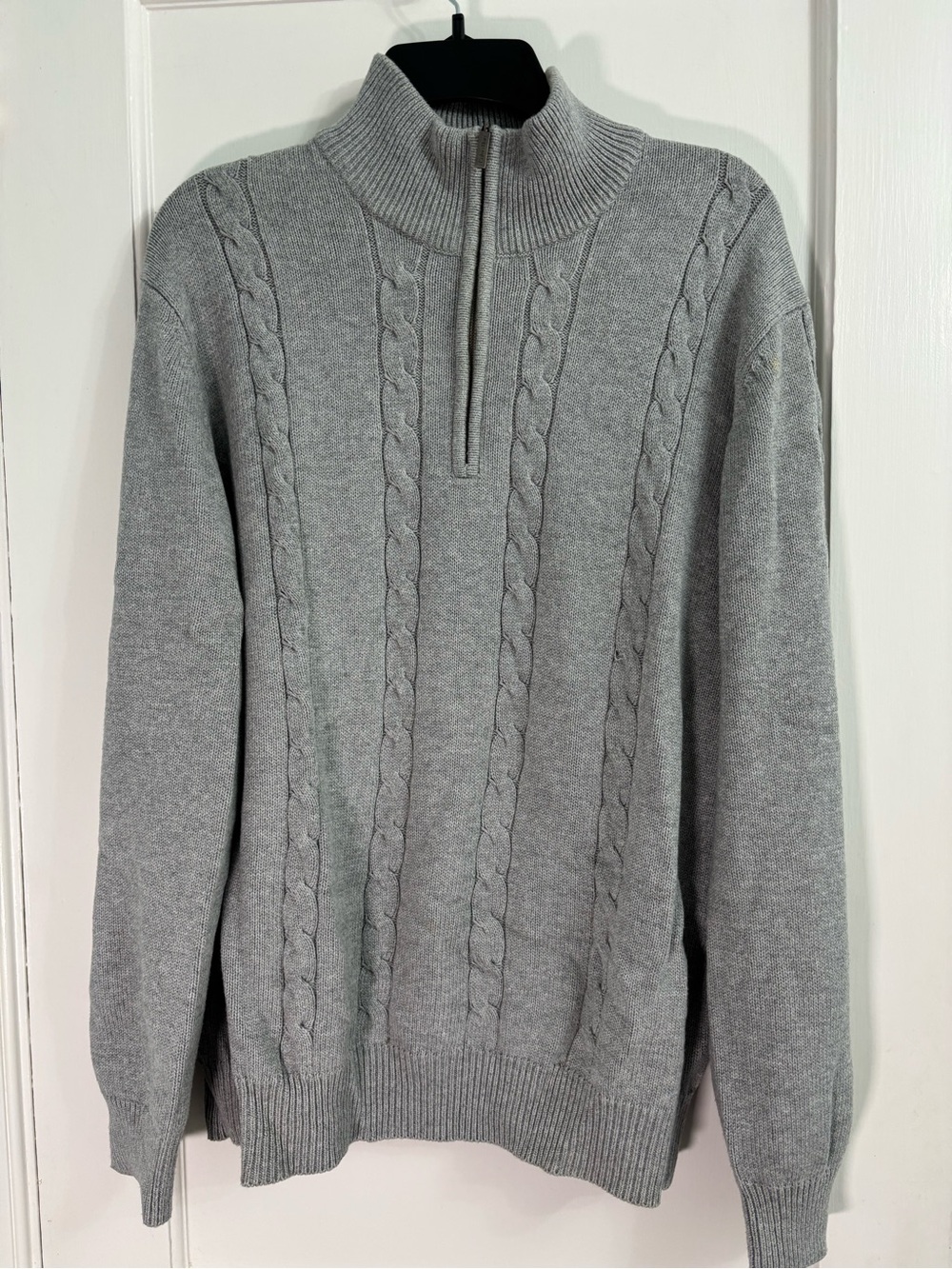 Calvin Klein Light Gray Cable Half-Zip Sweater